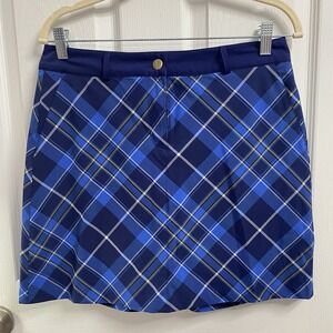 Lady Hagen Golf Tennis Pickleball SKORT Short Size 6‎ blue plaid 4 pockets